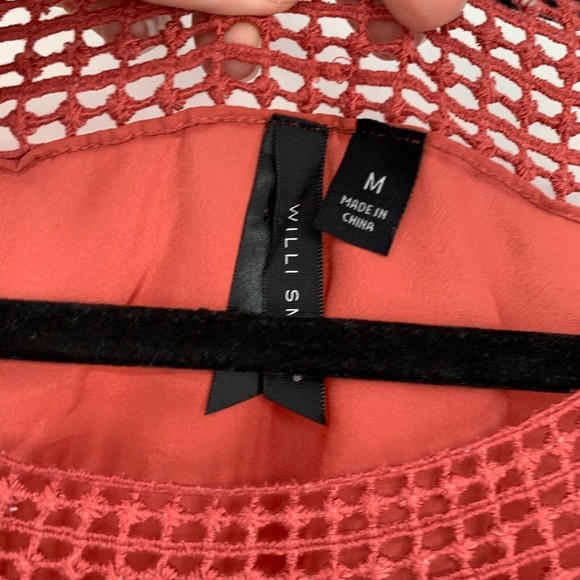 WILLI SMITH Crochet Trim Flowy Top Mauve Silky M - Picture 3 of 5